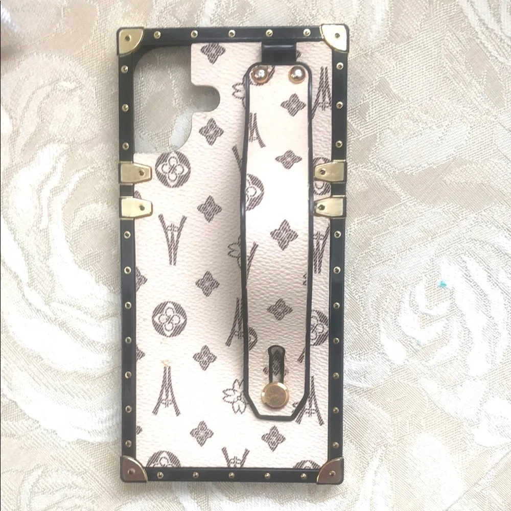 Monogram Paris Luggage Print Phone Case with Strap - Cream & Brown - Picture 1 of 5